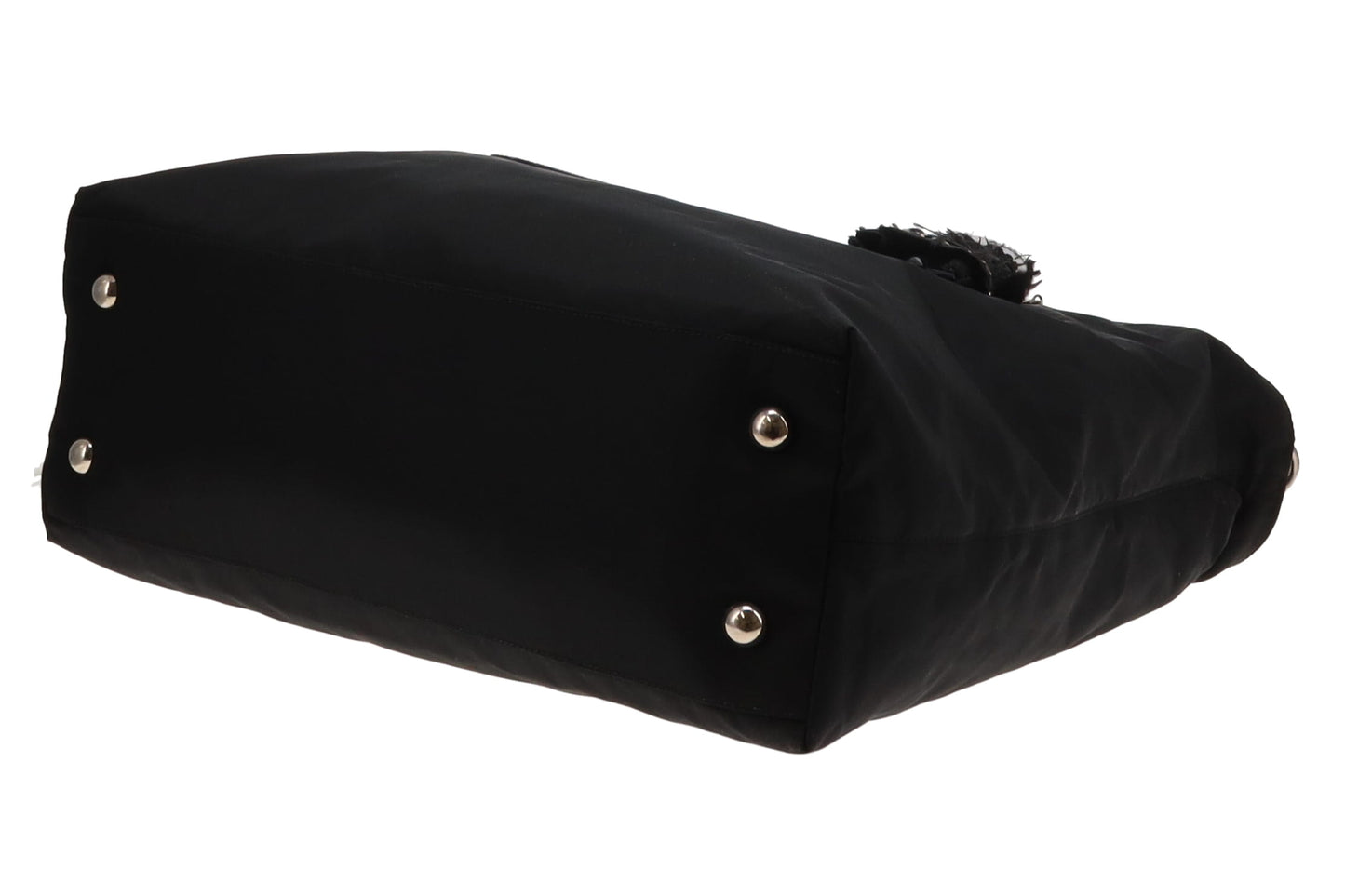 Prada Black Logo Nylon and Leather Tote with Charm