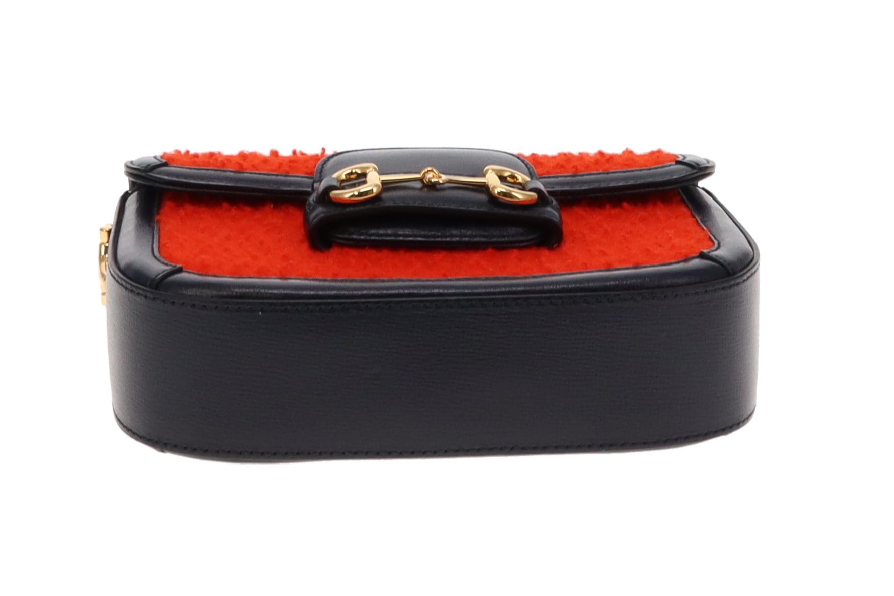 Gucci Horsebit 1955 Red Wool Navy Leather Mini