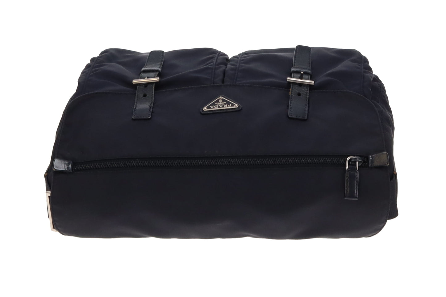 Prada Navy Nylon Twin Pocket East West Messenger Bag