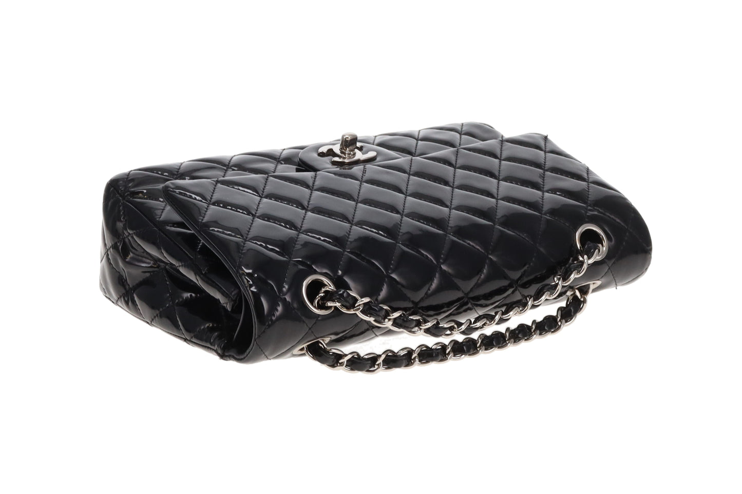 Chanel Classic Double Flap Black Medium In Patent Leather 2014