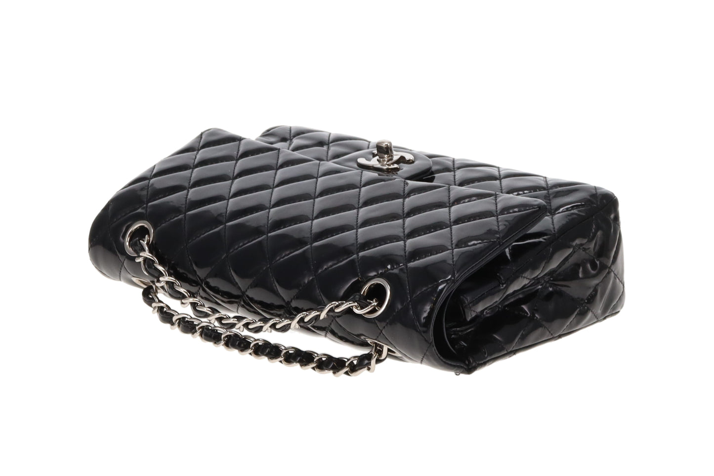 Chanel Classic Double Flap Black Medium In Patent Leather 2014