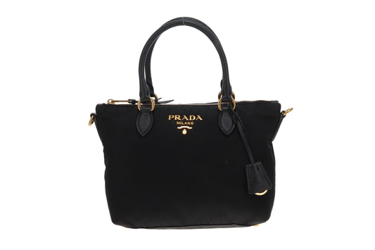 Prada Nylon Tote Small Convertible Black