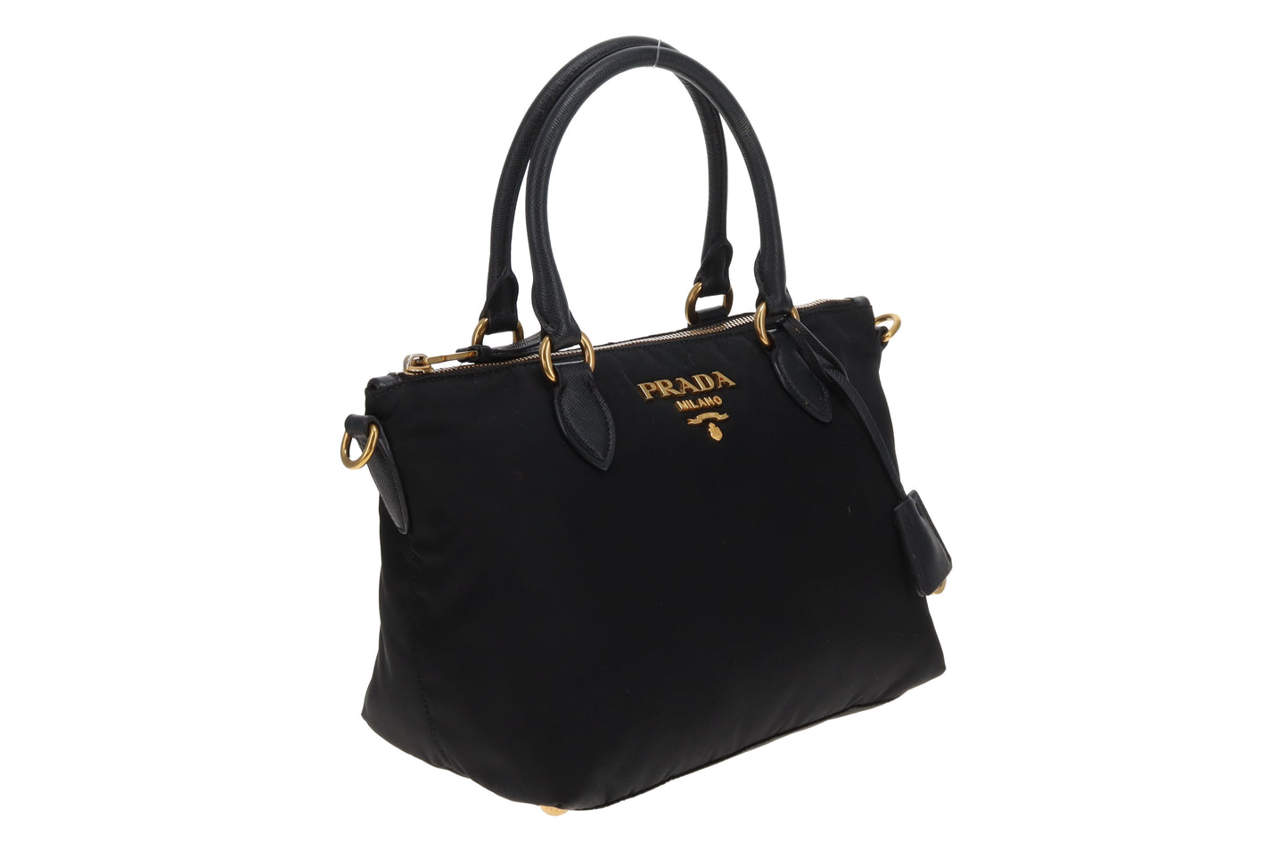 Prada Nylon Tote Small Convertible Black