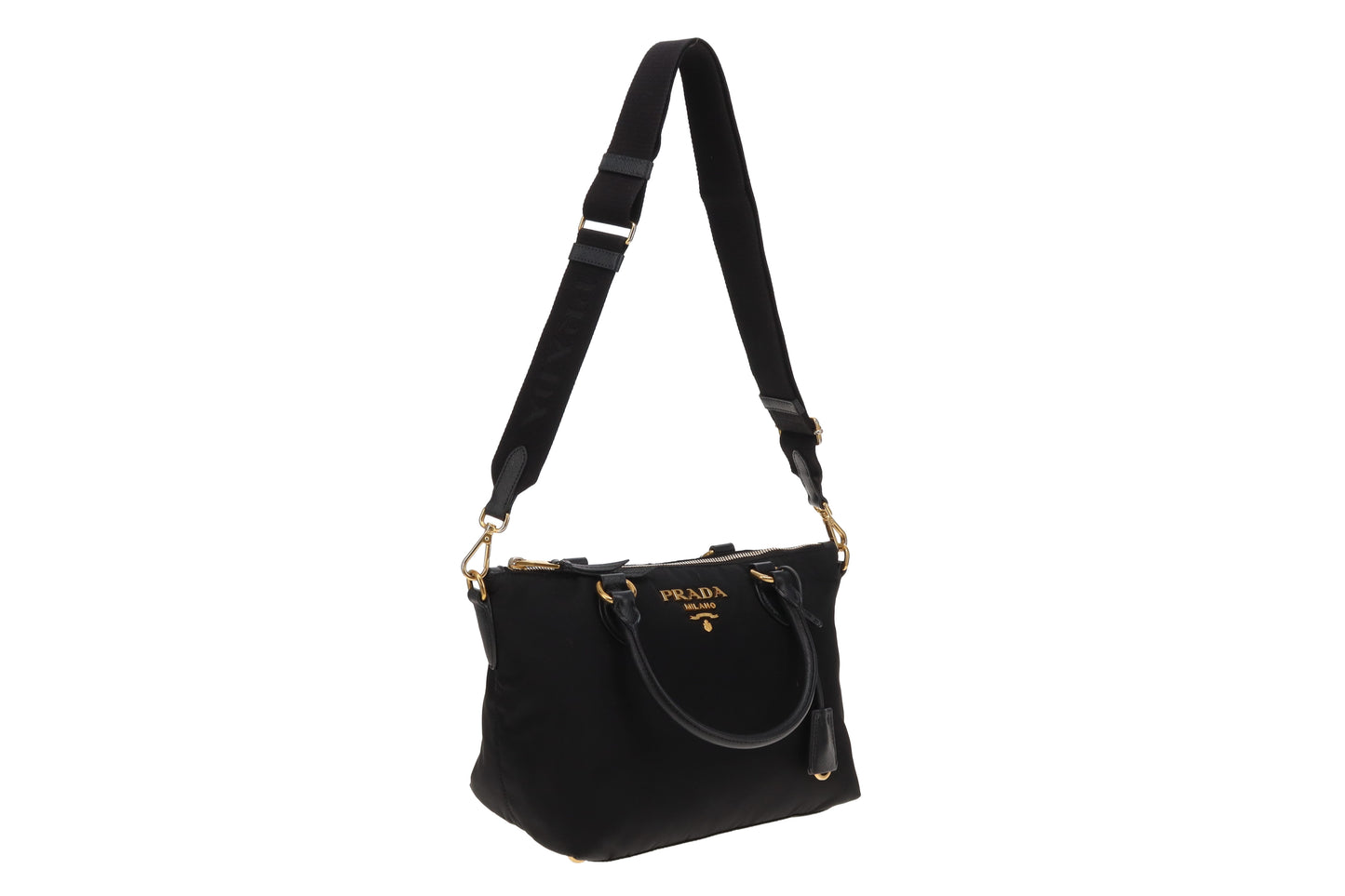 Prada Nylon Tote Small Convertible Black