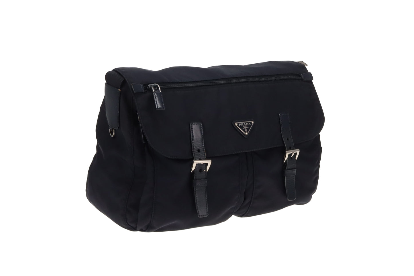Prada Navy Nylon Twin Pocket East West Messenger Bag