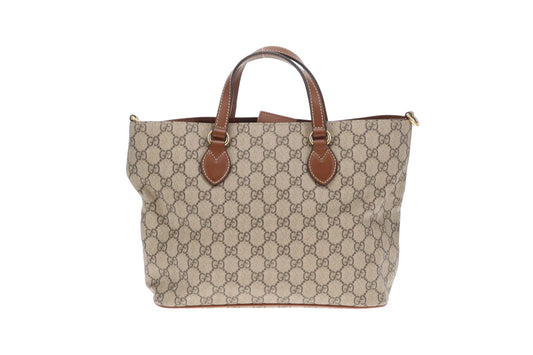 Gucci Tote Small GG Supreme and Tan Leather (missing long strap)