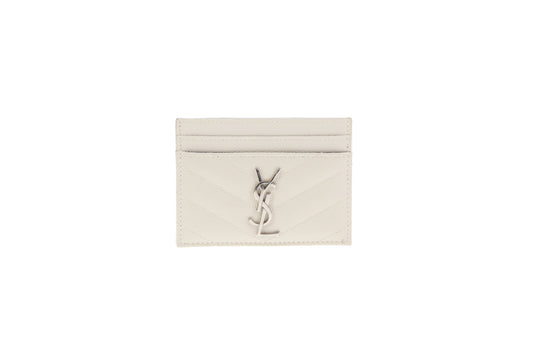 Saint Laurent Cassandre Card Holder Blanc Vintage SHW