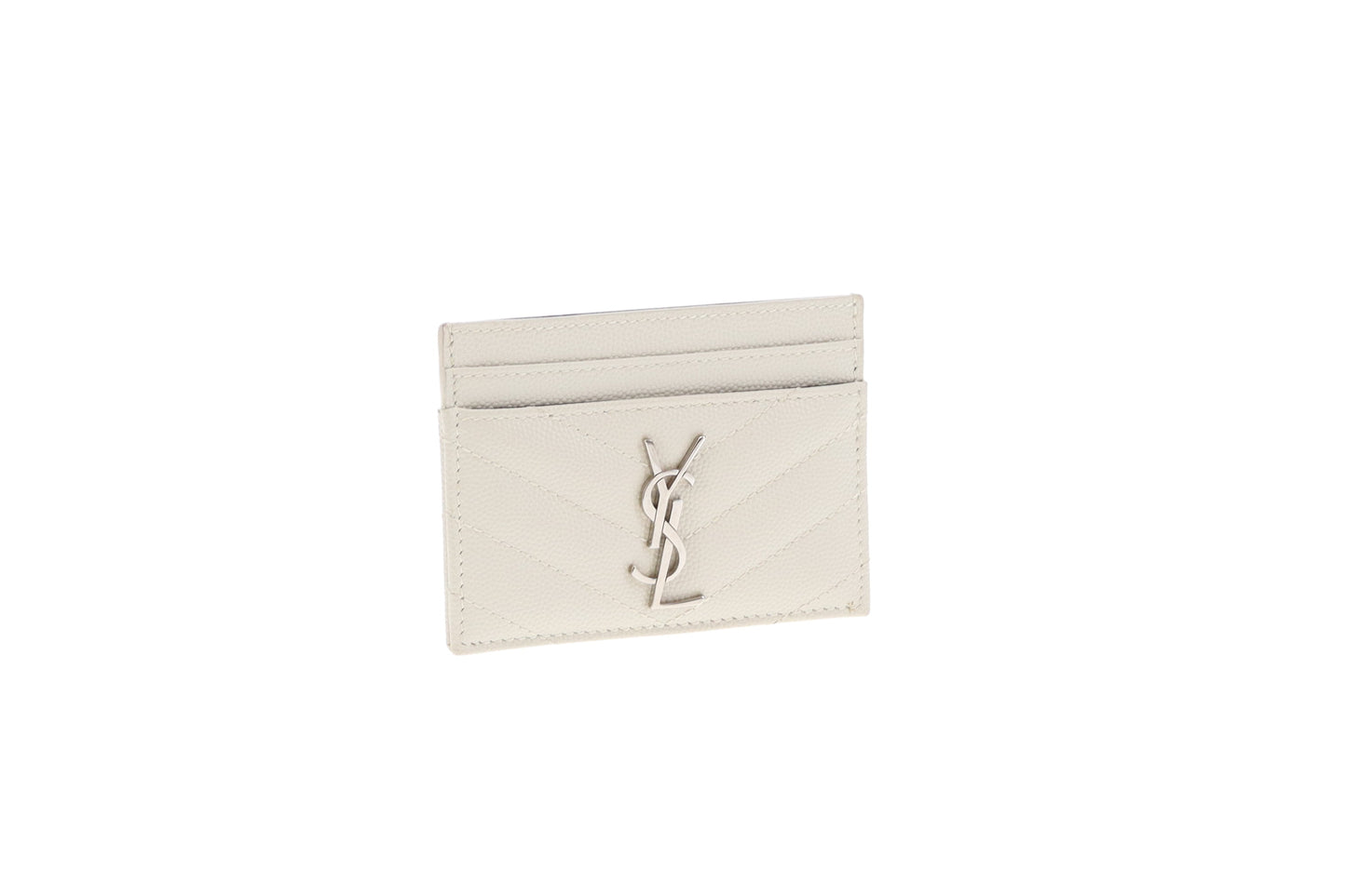 Saint Laurent Cassandre Card Holder Blanc Vintage SHW