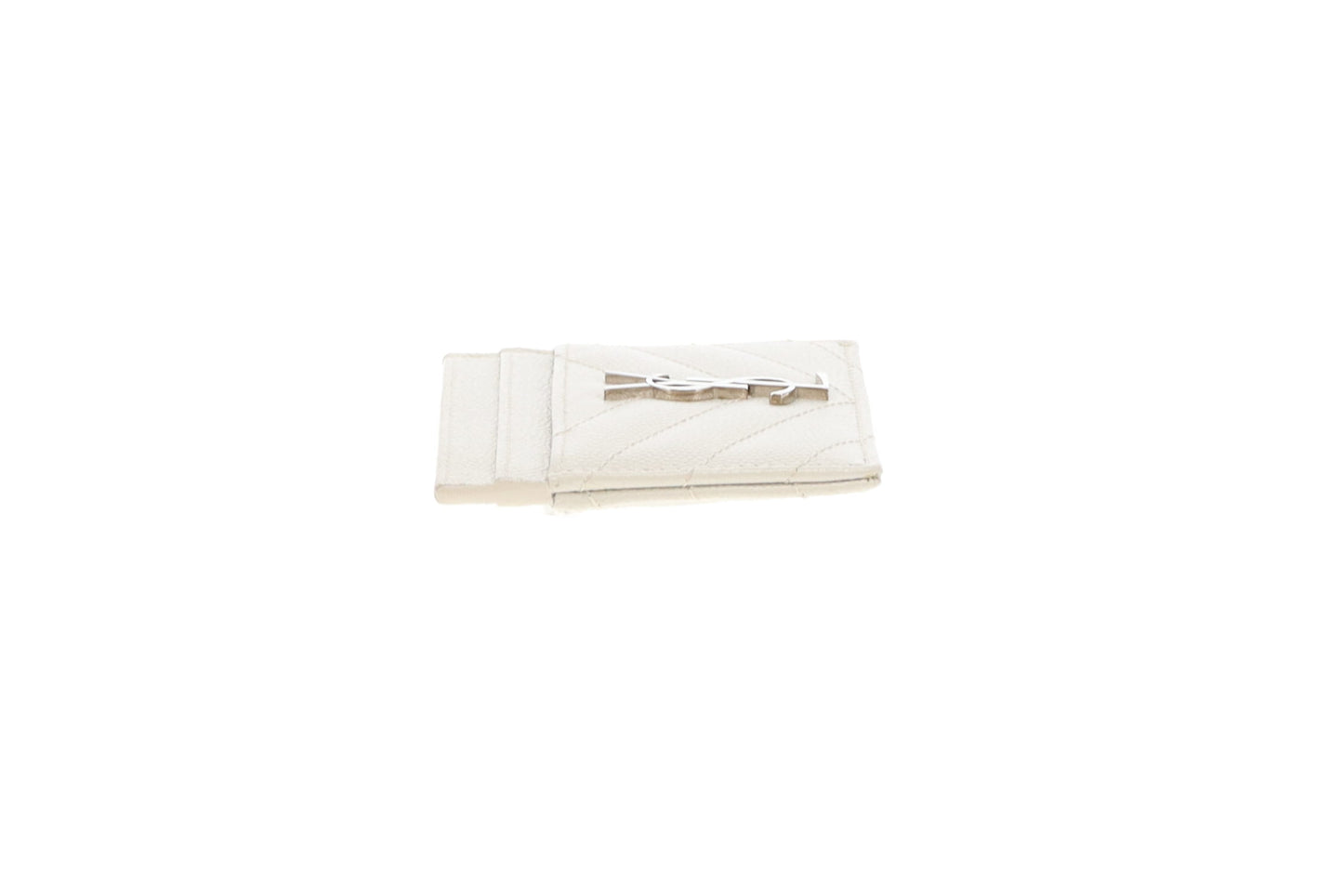 Saint Laurent Cassandre Card Holder Blanc Vintage SHW