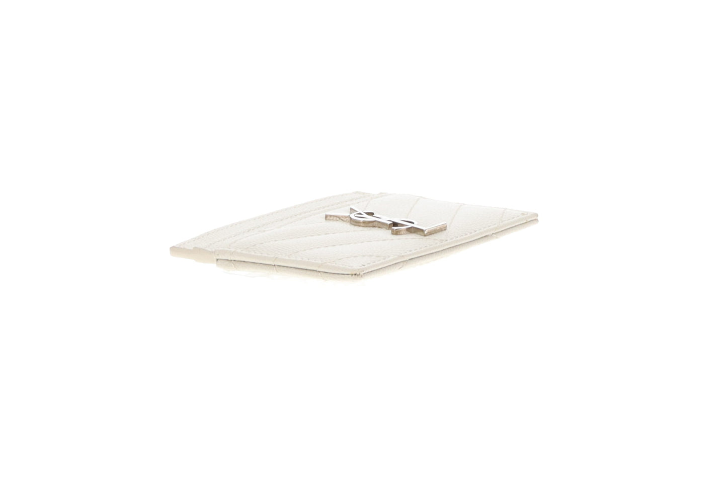 Saint Laurent Cassandre Card Holder Blanc Vintage SHW
