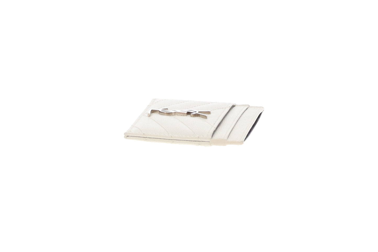 Saint Laurent Cassandre Card Holder Blanc Vintage SHW