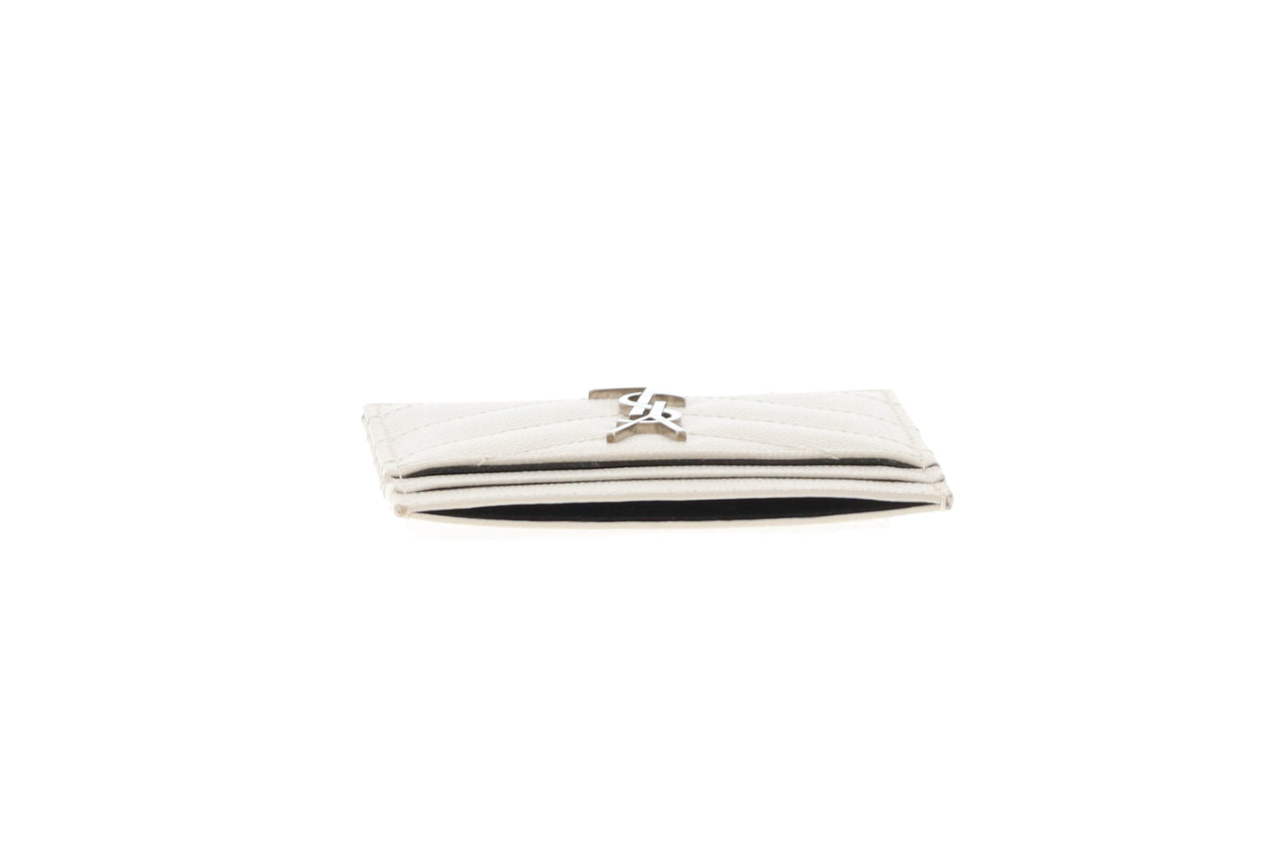 Saint Laurent Cassandre Card Holder Blanc Vintage SHW