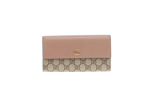 Gucci Marmont Continential Wallet Dusty Pink and GG Supreme