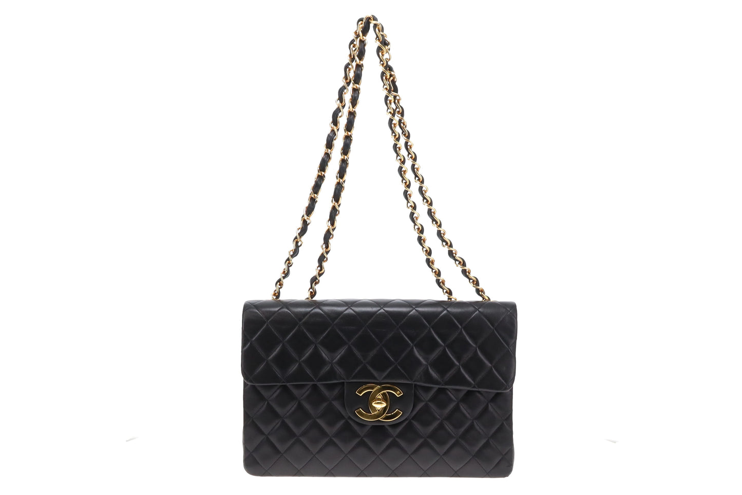 Chanel Black Vintage Lambskin Maxi Single Flap 1991/94