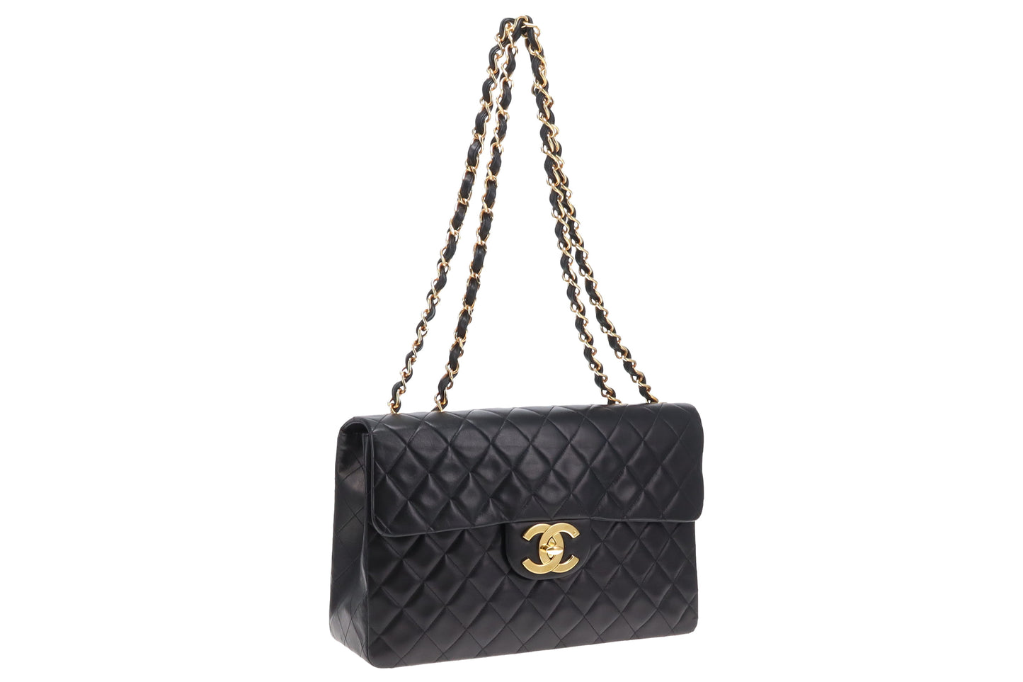 Chanel Black Vintage Lambskin Maxi Single Flap 1991/94