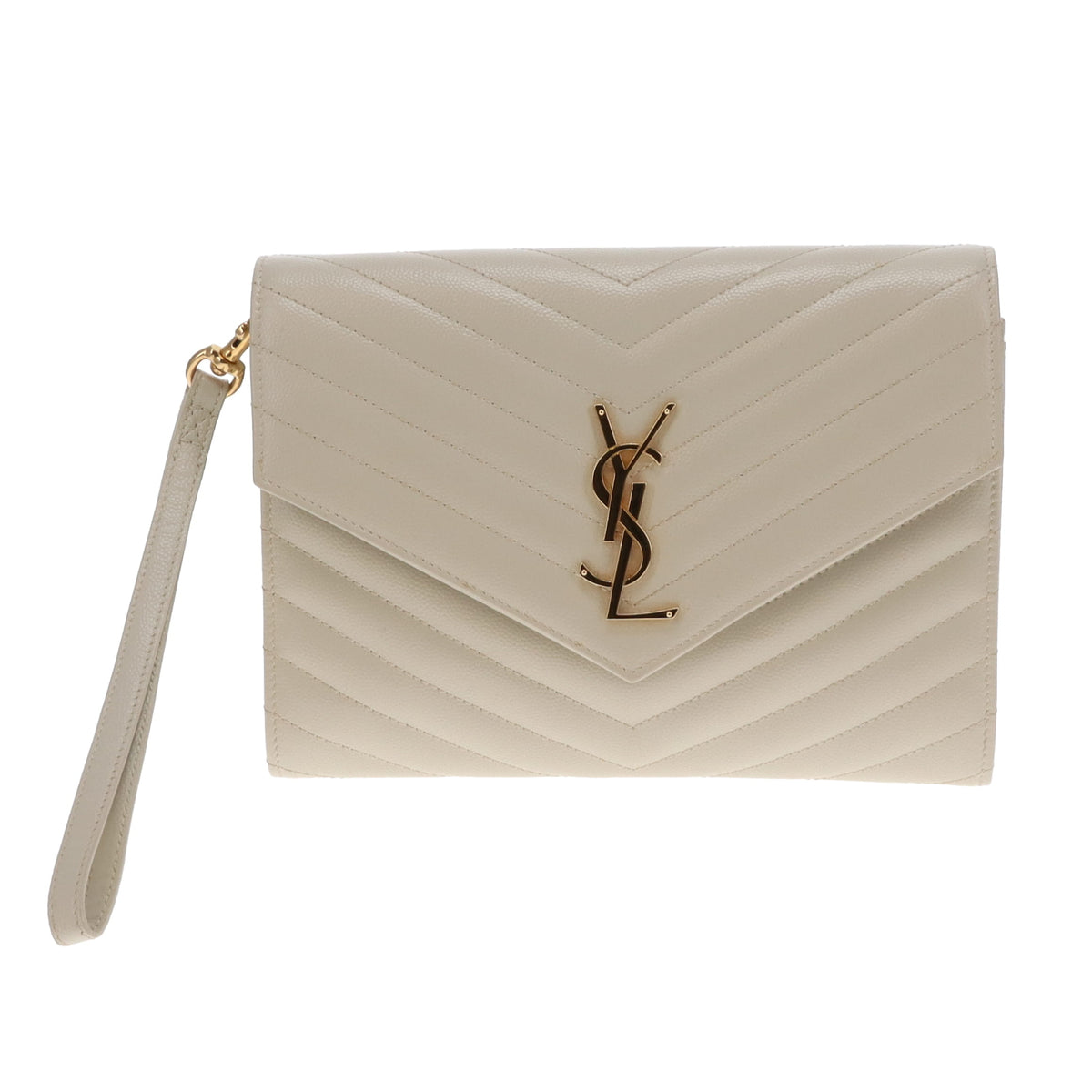 Saint Laurent Cassandre Wristlet Ivory