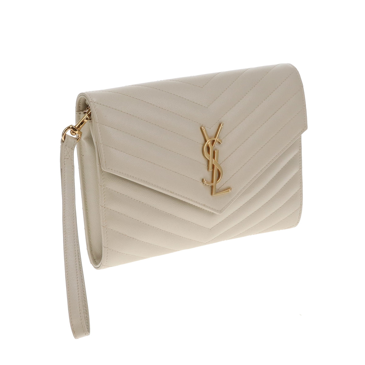 Saint Laurent Cassandre Wristlet Ivory