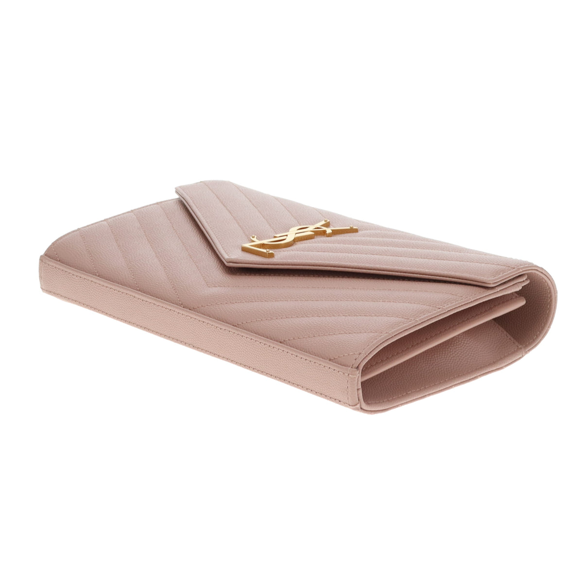 Saint Laurent Monogram Embossed Chain Wallet Soft Pink