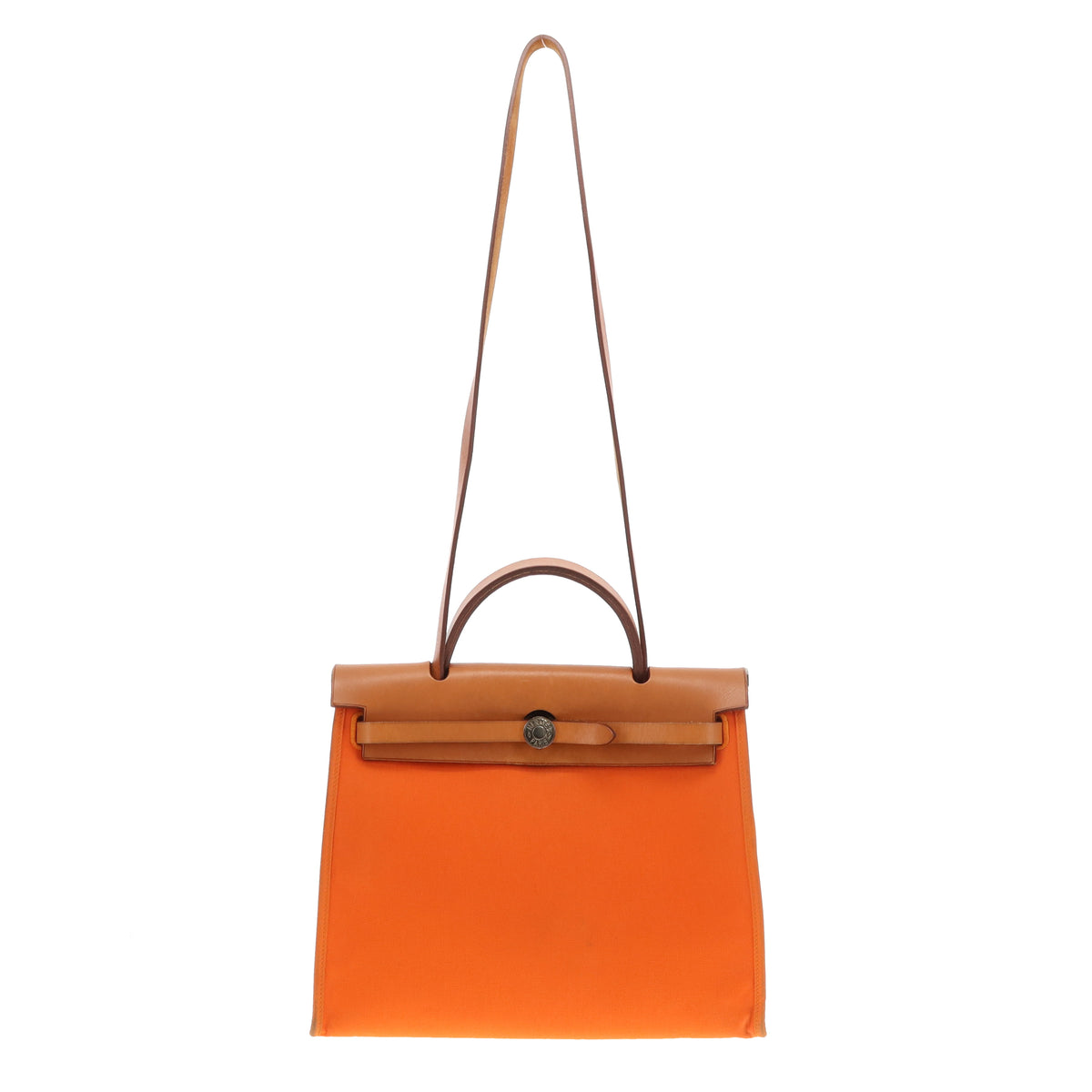 Hermes Herbag Zip 31 In Orange Canvas and Vache Hunter