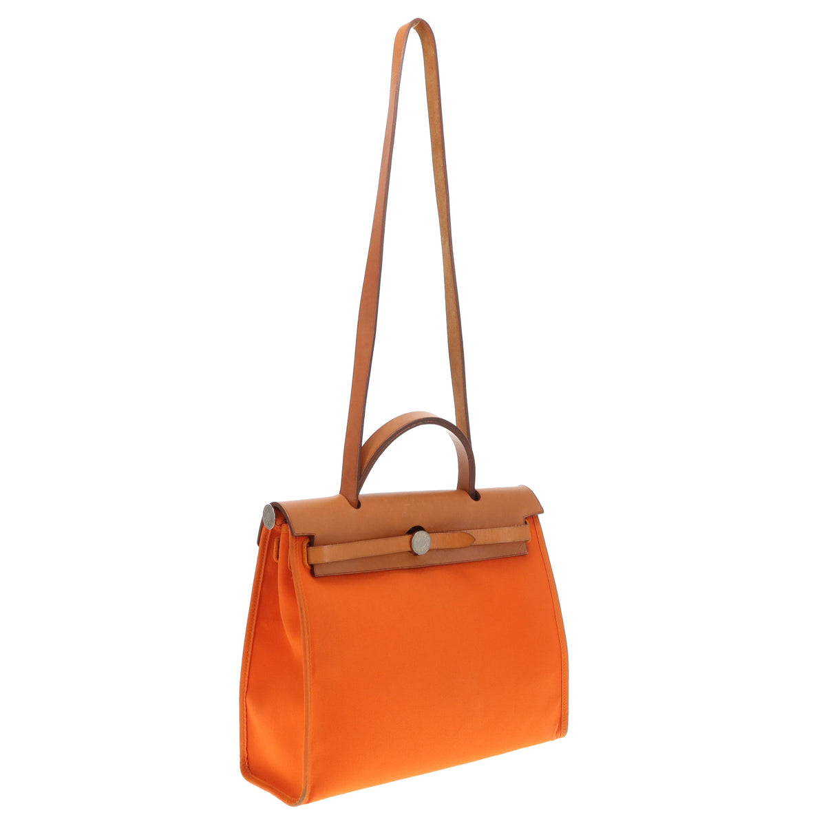 Hermes Herbag Zip 31 In Orange Canvas and Vache Hunter