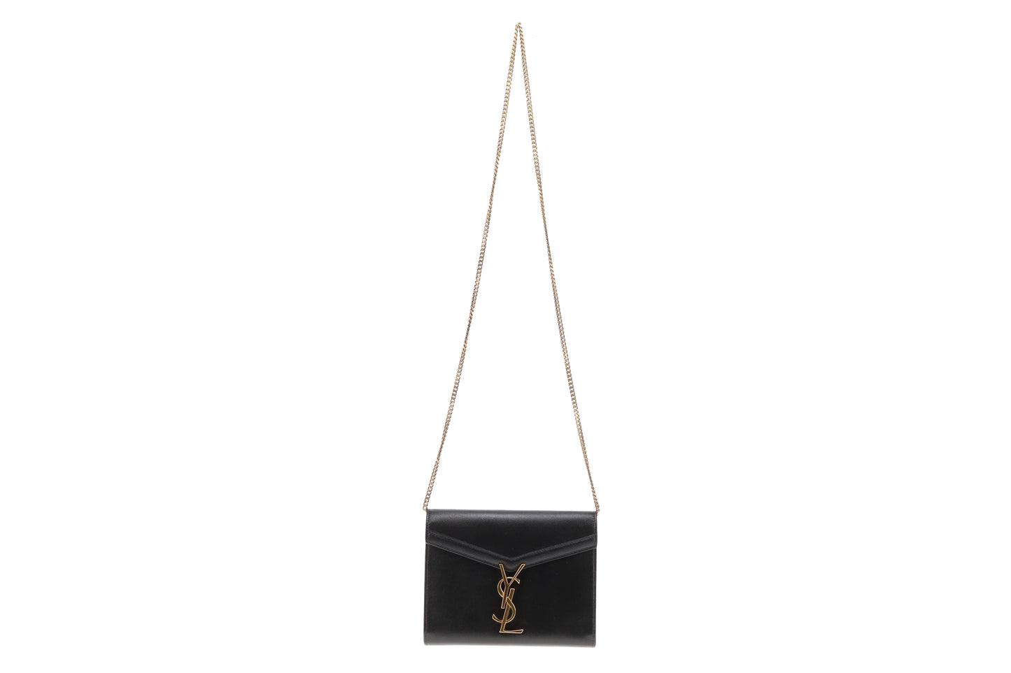 Saint Laurent Cassandra Chain Wallet with Push Lock Black GHW