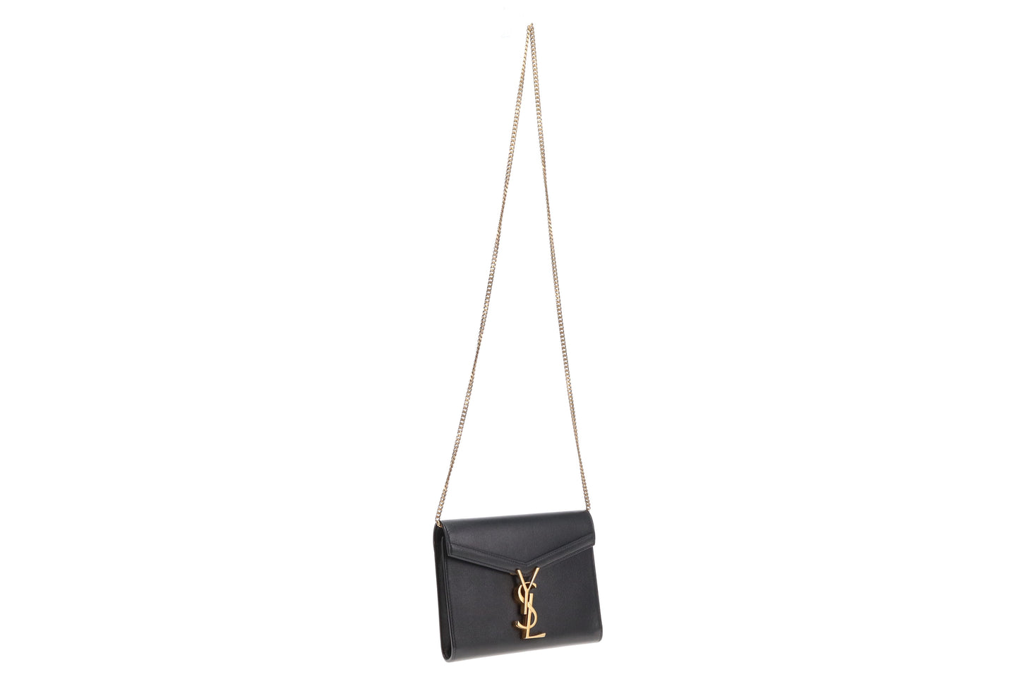 Saint Laurent Cassandra Chain Wallet with Push Lock Black GHW