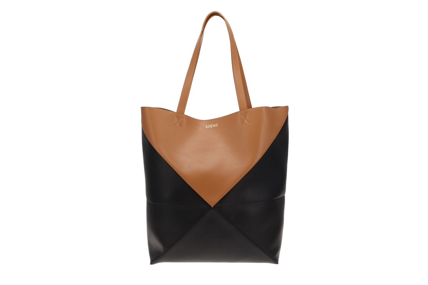 Loewe Puzzle Fold Tote In Warm Desert & Black