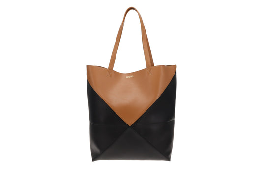 Loewe Puzzle Fold Tote In Warm Desert & Black