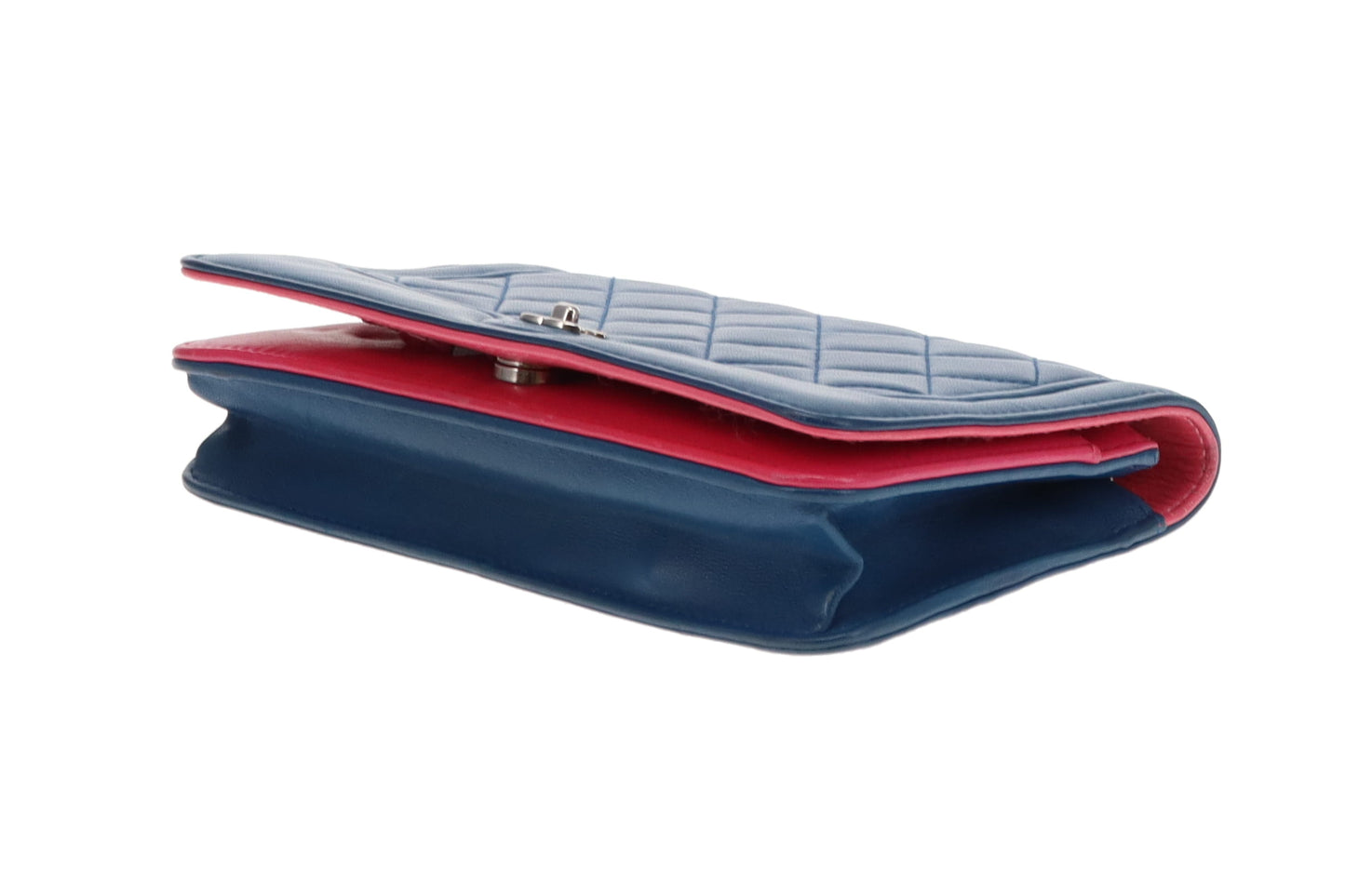 Chanel Wallet On Chain Navy Quilted Lambskin with Pink Interior 2016/17