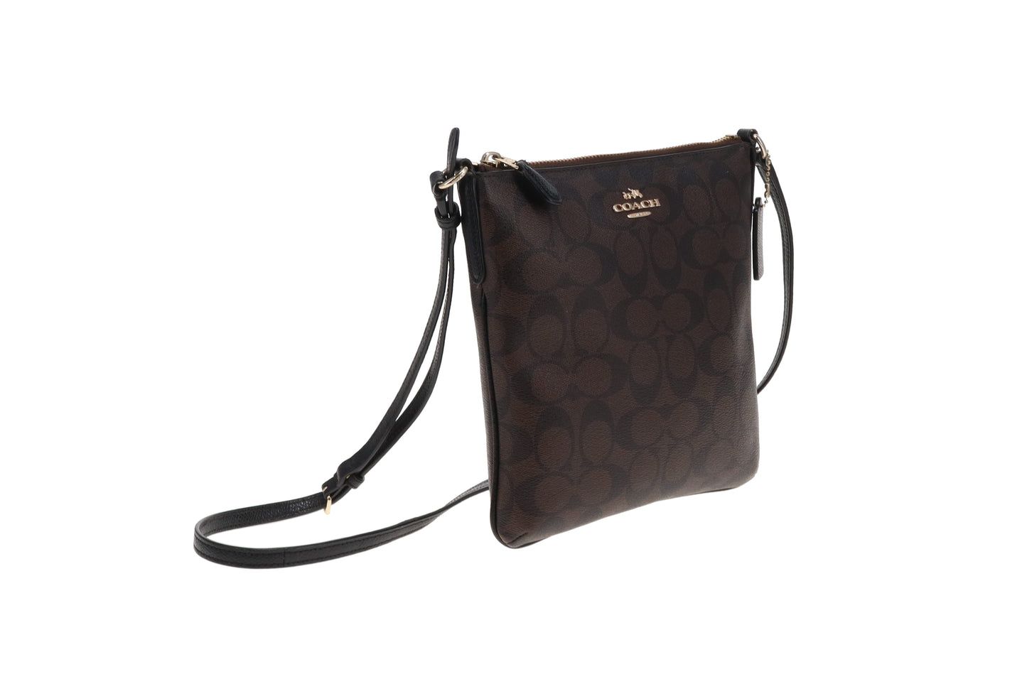 Coach Signature Slim Crossbody Messenger Bag Brown