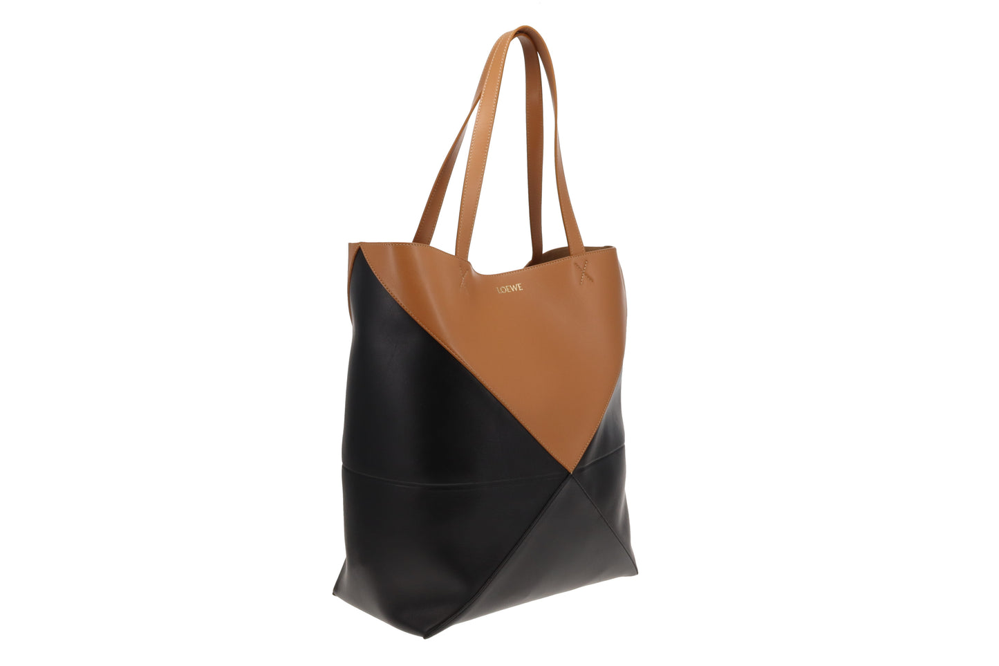 Loewe Puzzle Fold Tote In Warm Desert & Black