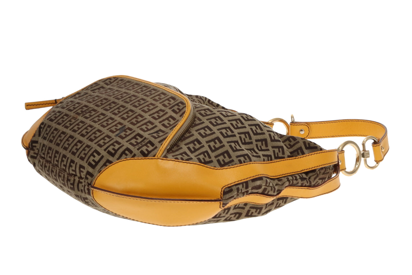 Fendi Chef Hobo In Zuchinno Monogram And Yellow Leather Vintage