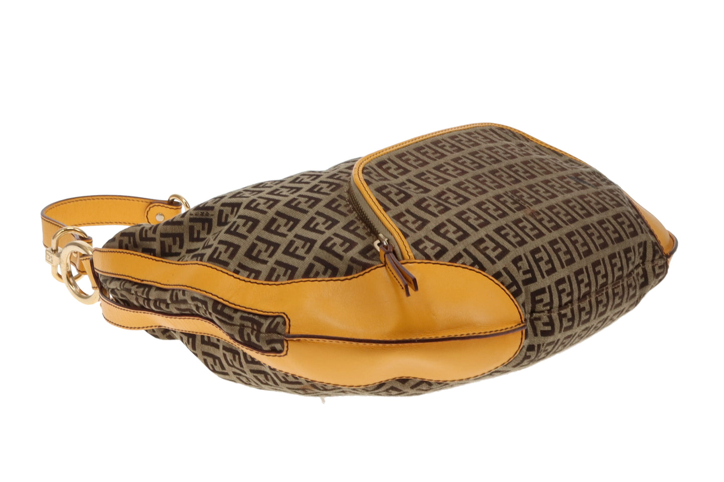 Fendi Chef Hobo In Zuchinno Monogram And Yellow Leather Vintage