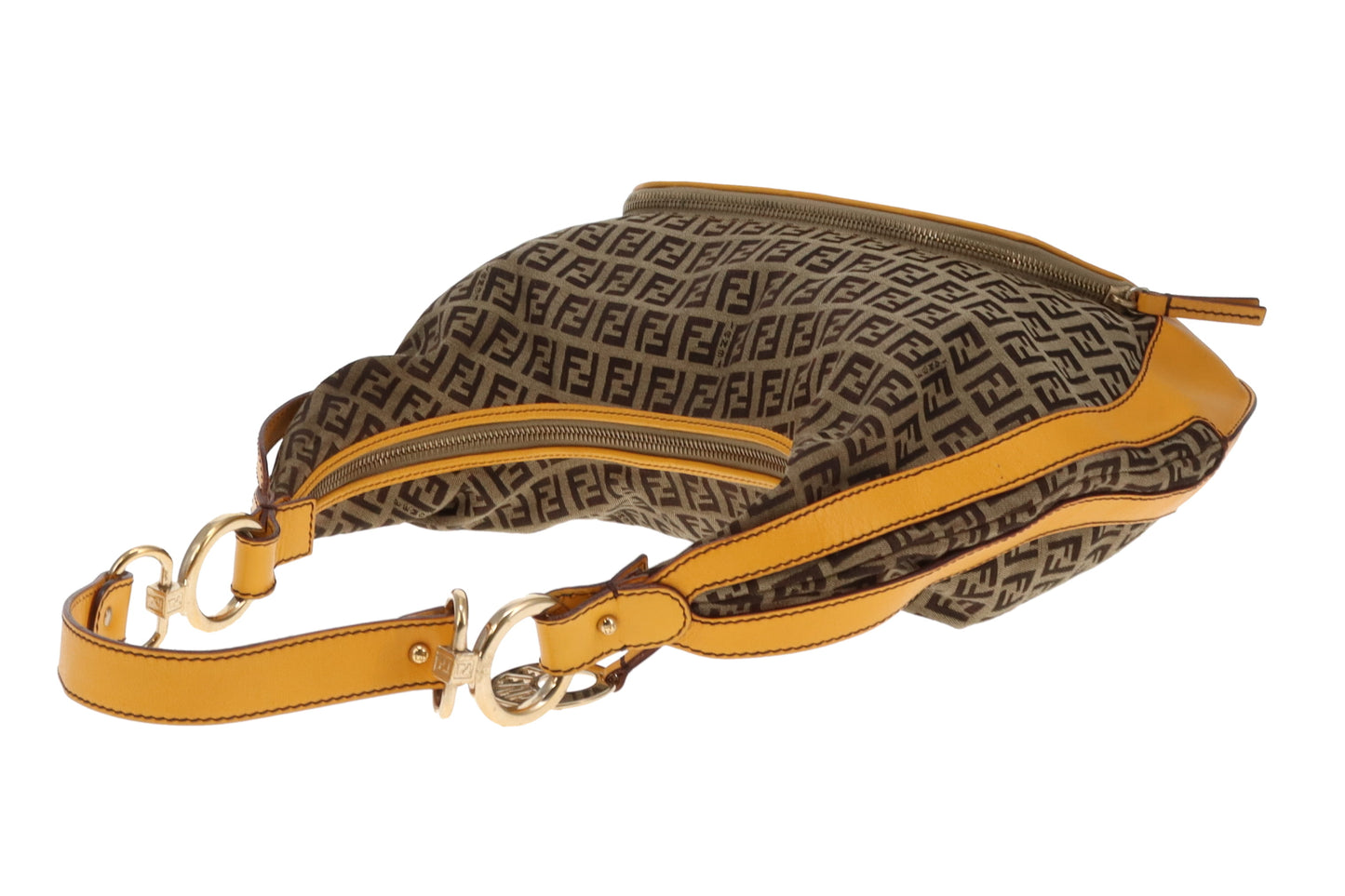Fendi Chef Hobo In Zuchinno Monogram And Yellow Leather Vintage