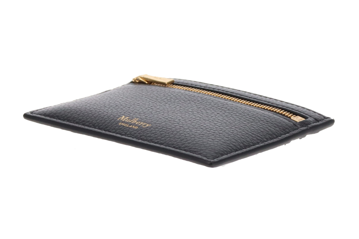 Mulberry Zipped Card Slip Black Small Classic Grain