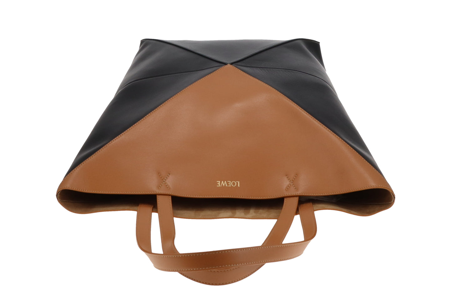 Loewe Puzzle Fold Tote In Warm Desert & Black