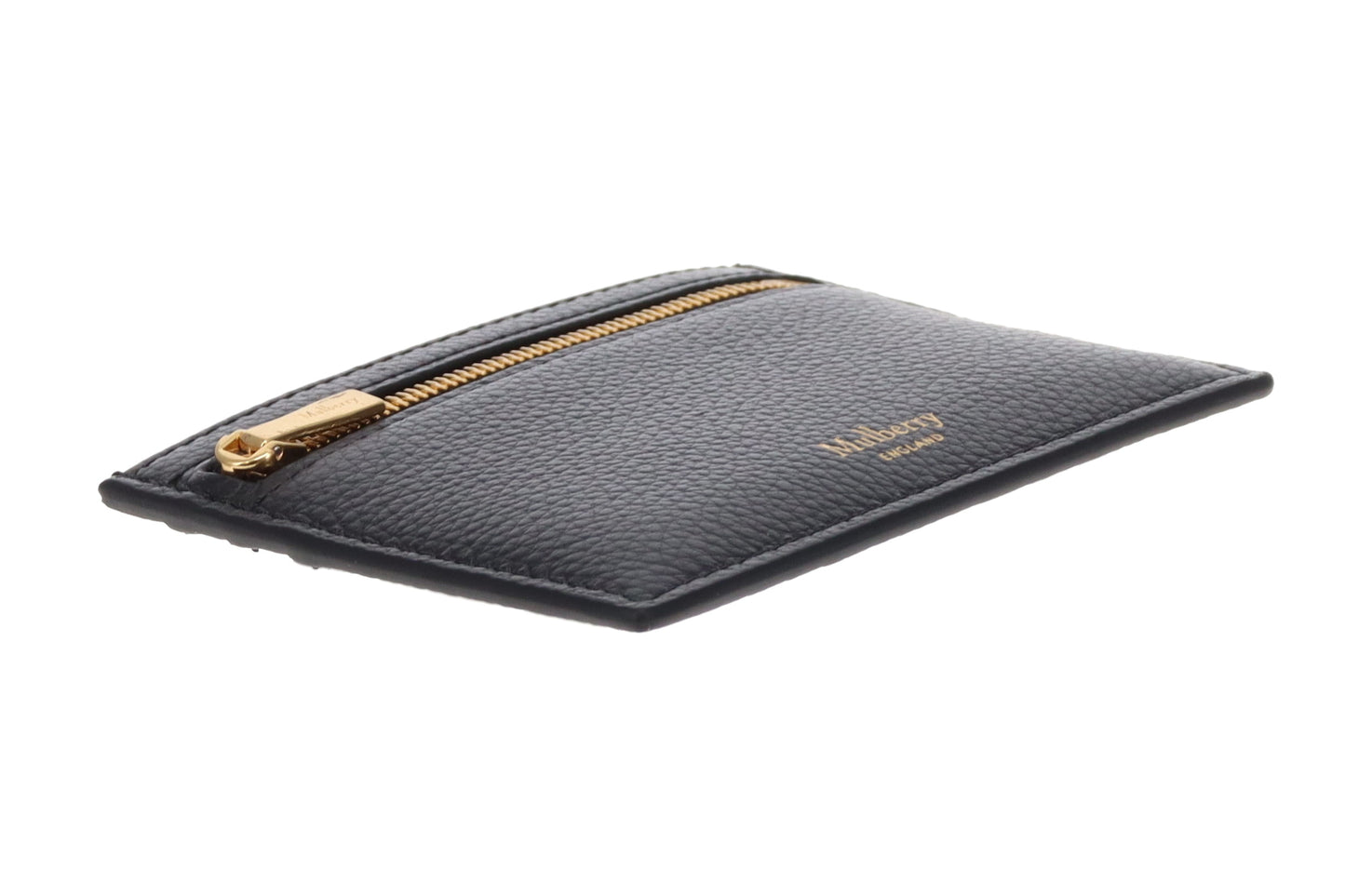 Mulberry Zipped Card Slip Black Small Classic Grain