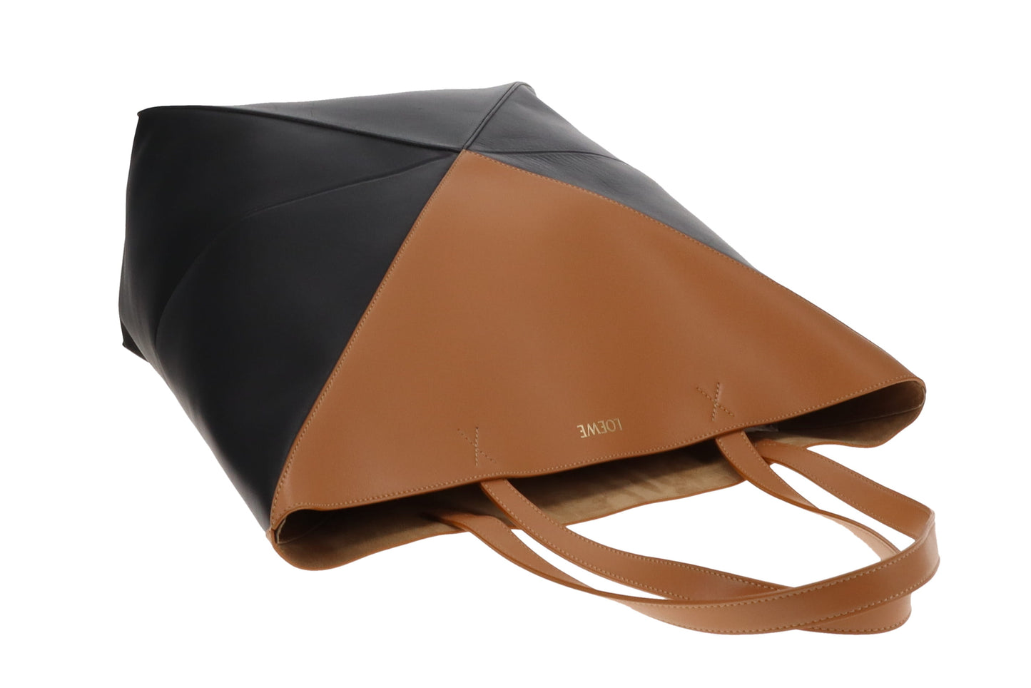 Loewe Puzzle Fold Tote In Warm Desert & Black
