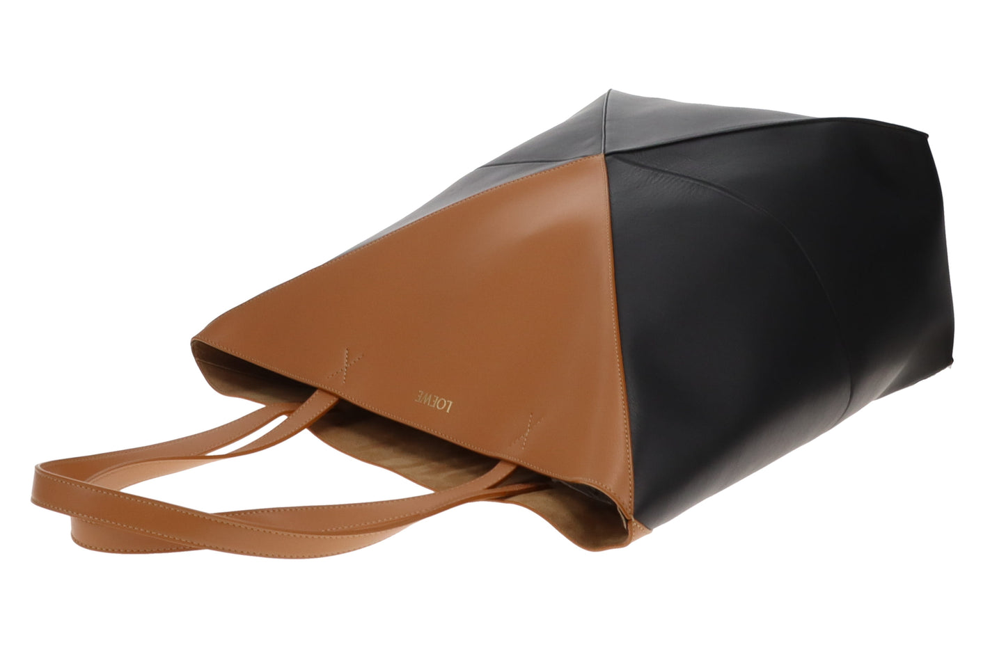 Loewe Puzzle Fold Tote In Warm Desert & Black