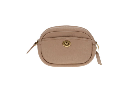 Coach Turnlock Camera Bag Beige with Logo Strap
