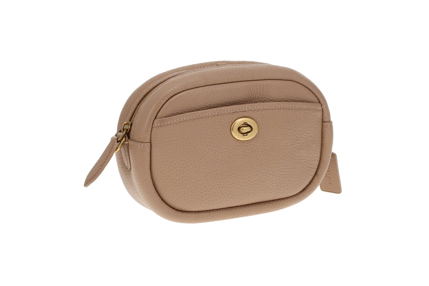 Coach Turnlock Camera Bag Beige with Logo Strap