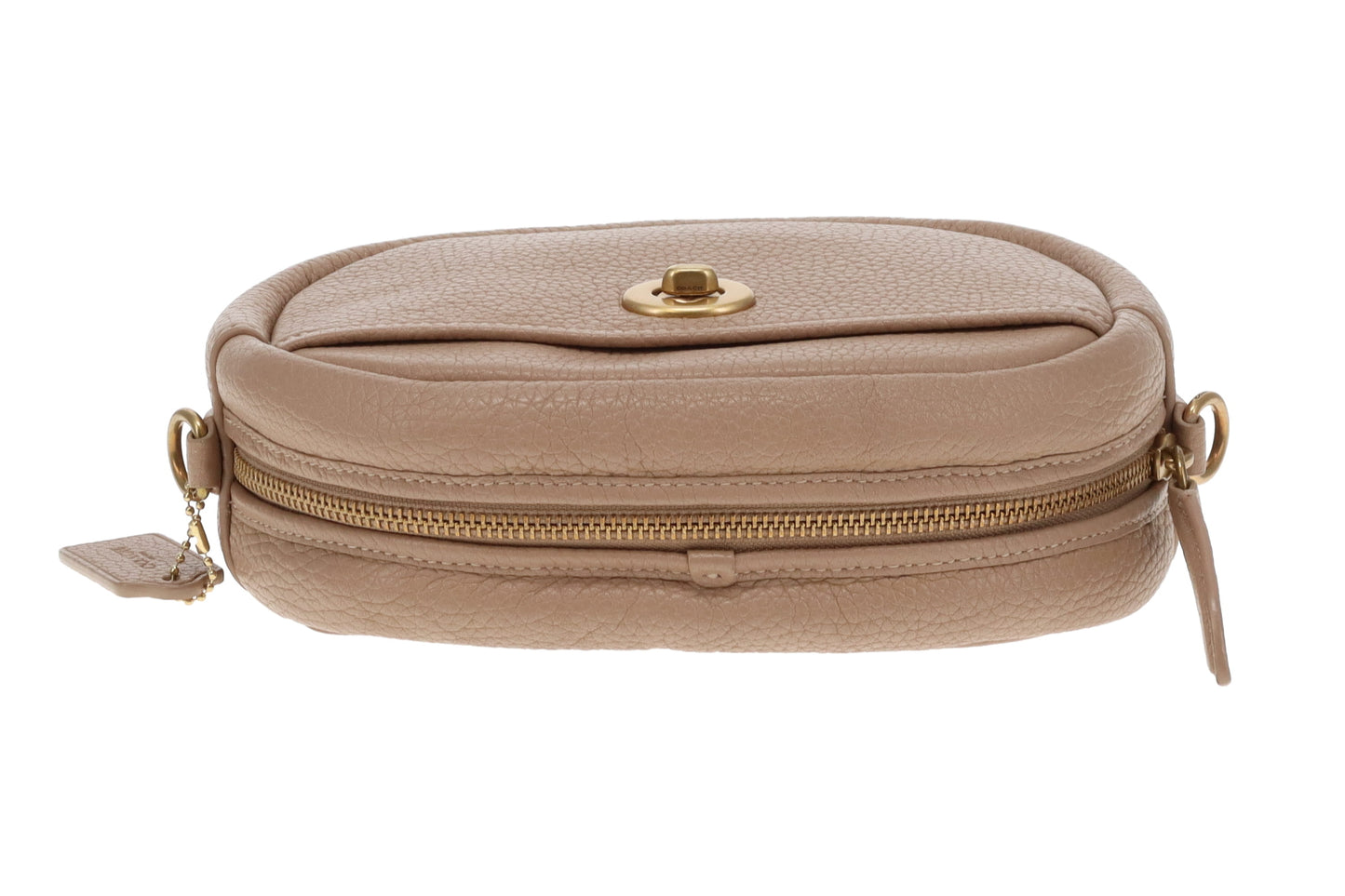 Coach Turnlock Camera Bag Beige with Logo Strap