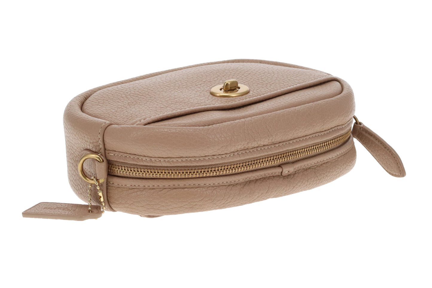 Coach Turnlock Camera Bag Beige with Logo Strap