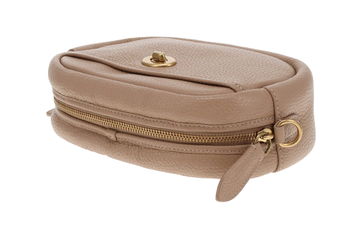 Coach Turnlock Camera Bag Beige with Logo Strap