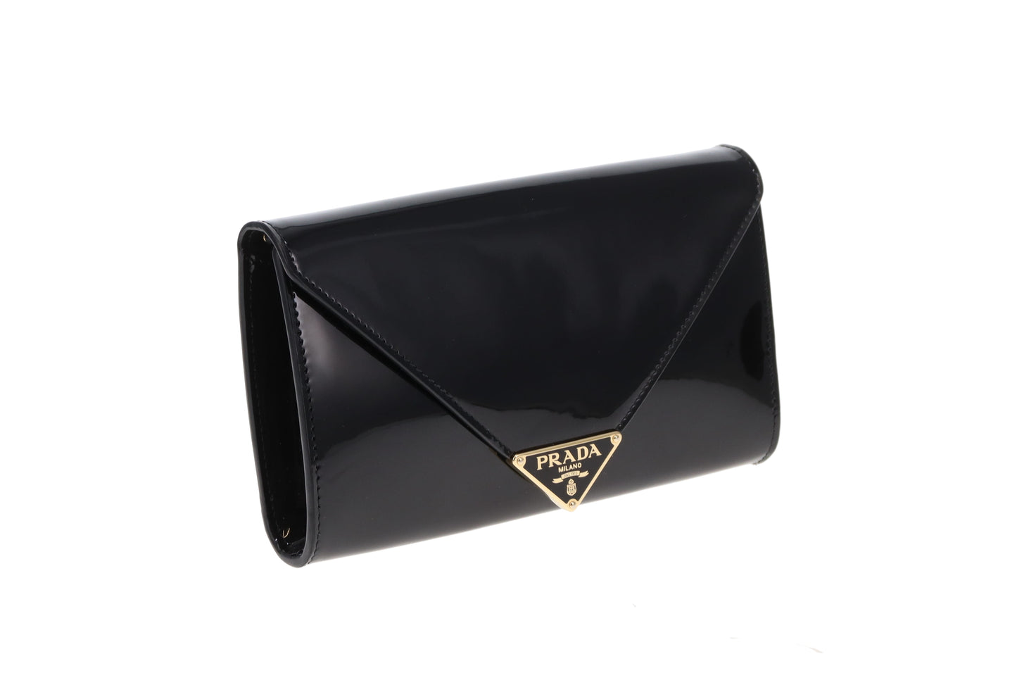 Prada Envelope Wallet on Chain Black Patent GHW