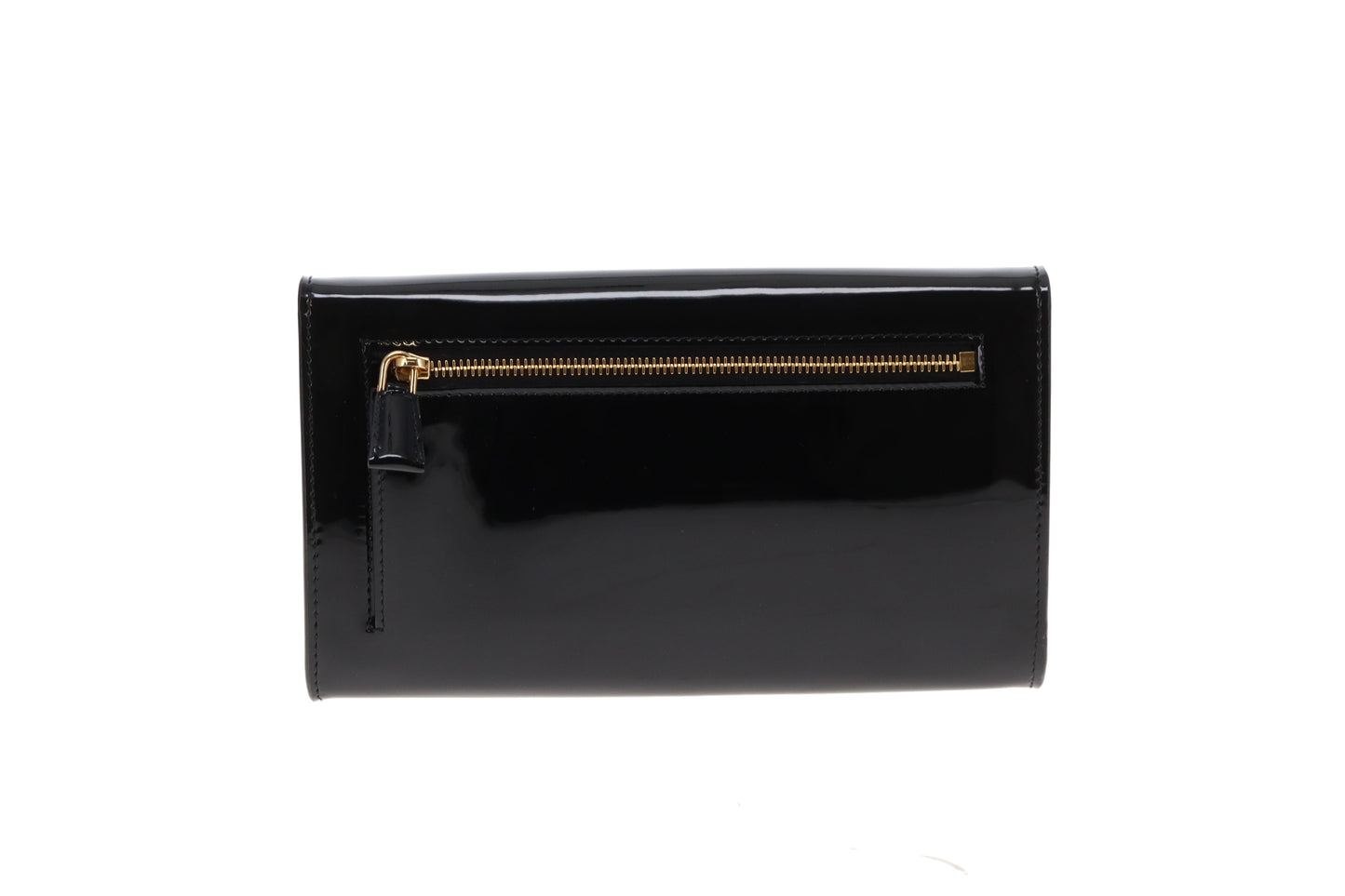 Prada Envelope Wallet on Chain Black Patent GHW