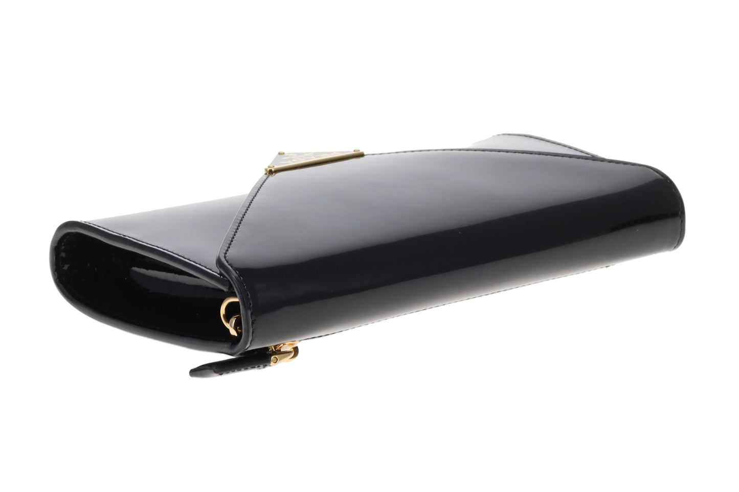 Prada Envelope Wallet on Chain Black Patent GHW