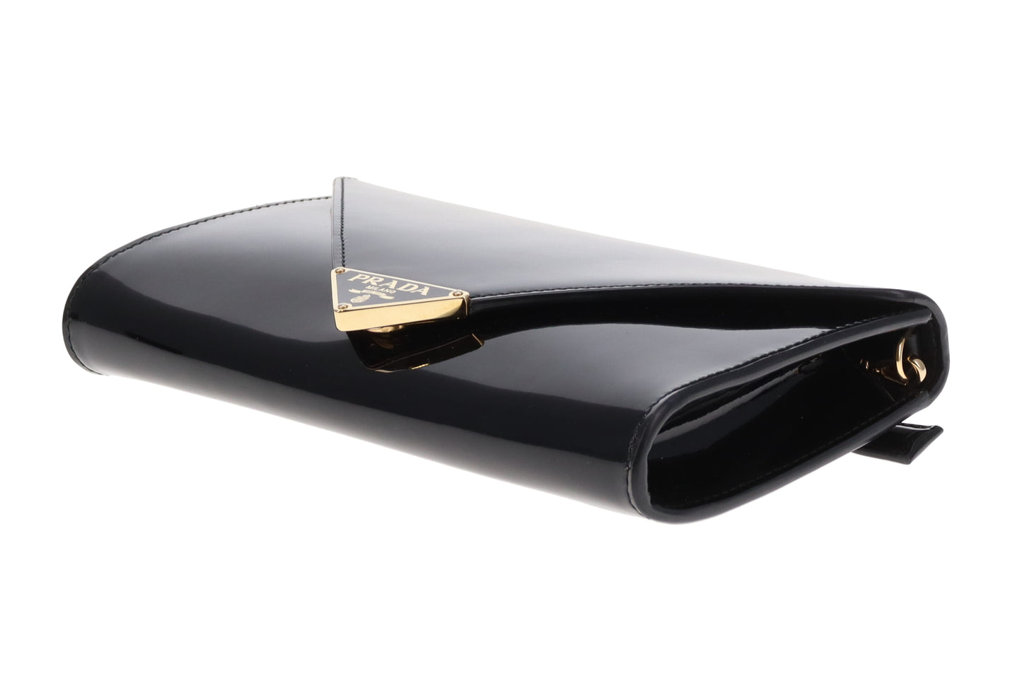 Prada Envelope Wallet on Chain Black Patent GHW