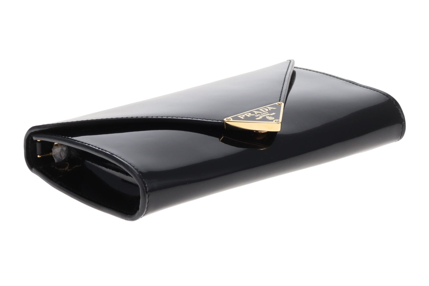 Prada Envelope Wallet on Chain Black Patent GHW