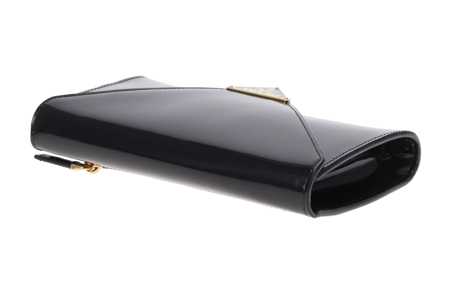Prada Envelope Wallet on Chain Black Patent GHW